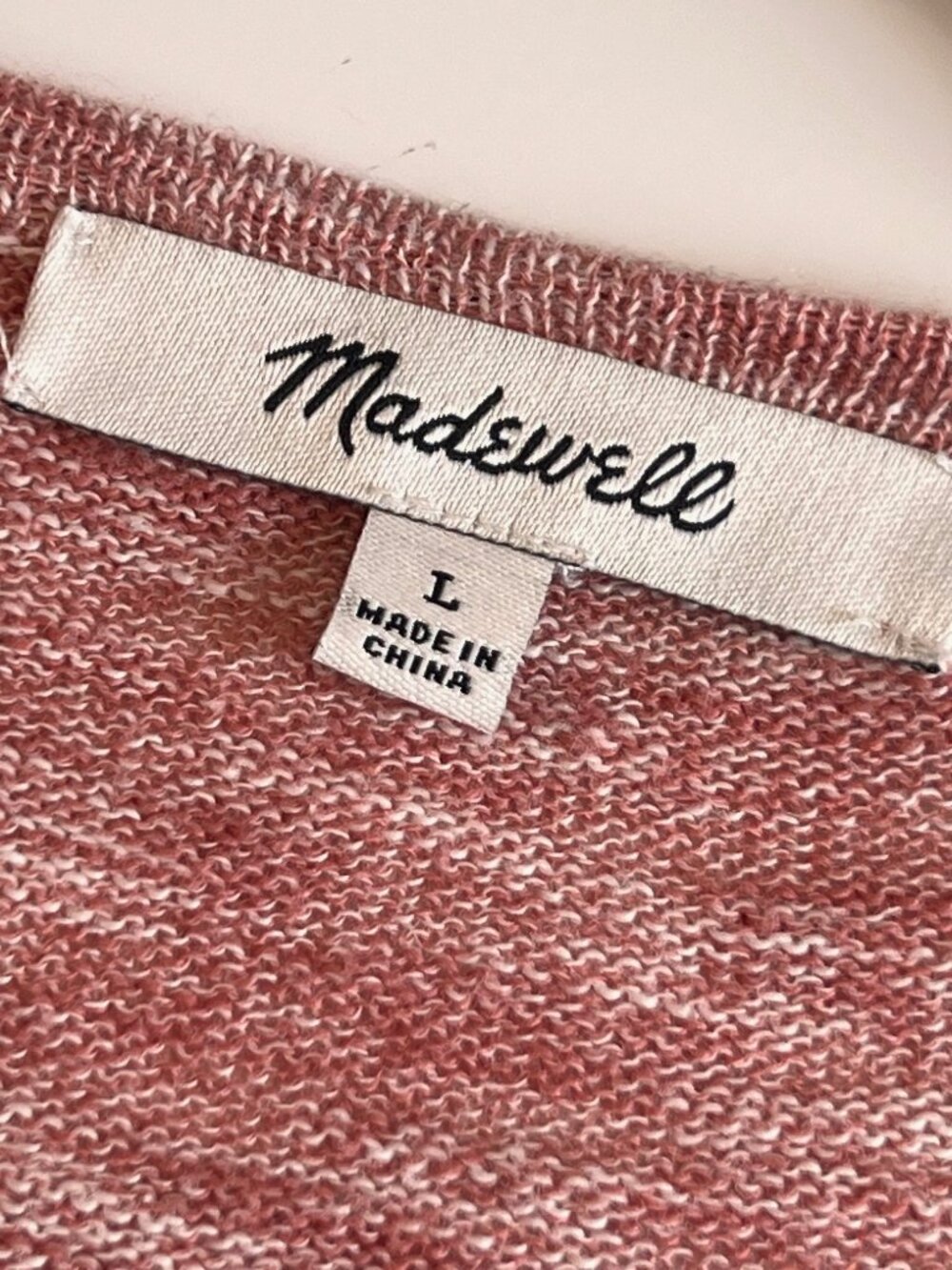 Madewell Summer Ryder Cardigan Sweater in Heathered Rose, Size Large - Picture 6 of 7